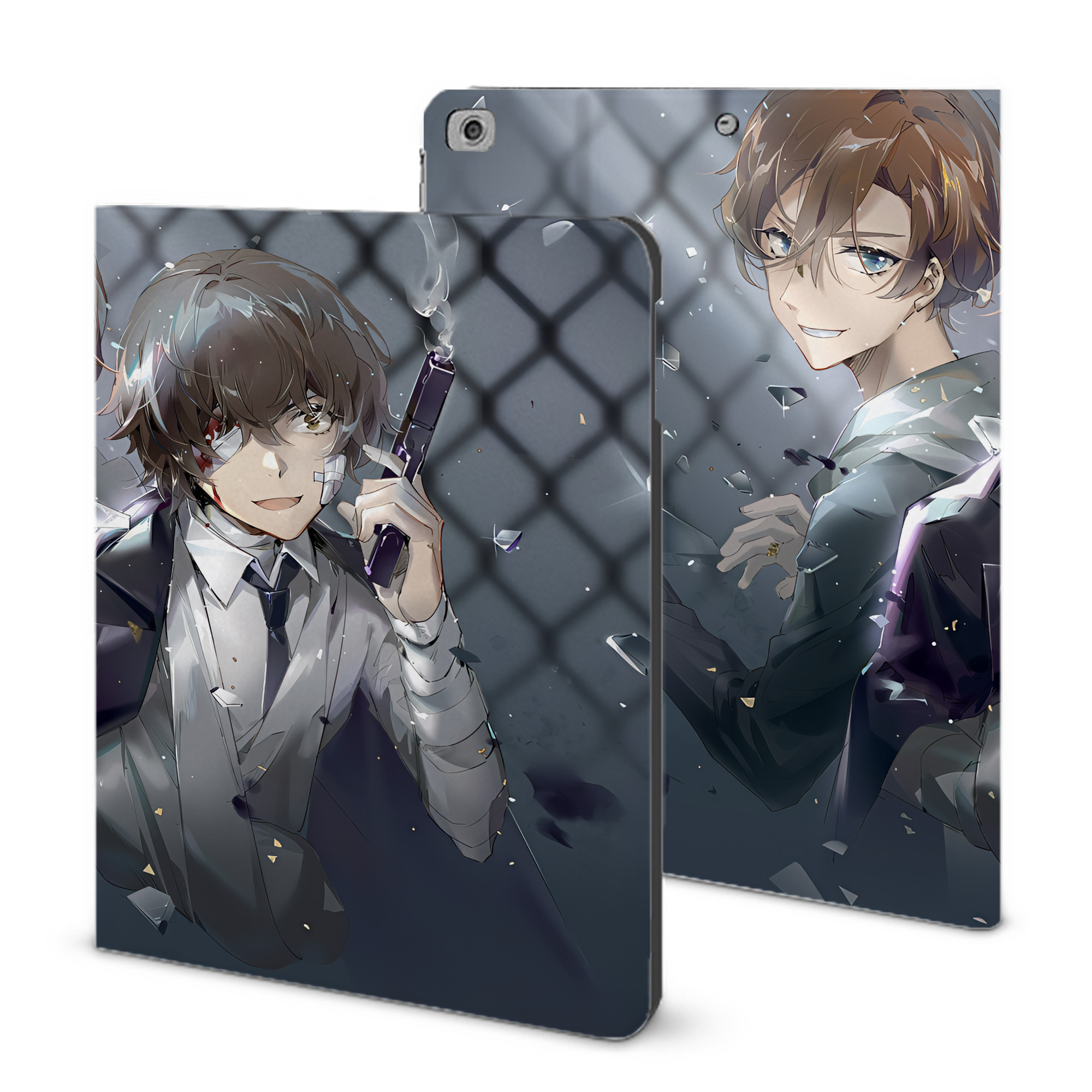（画像用） 文豪ストレイドッグス Bungo Stray Dogs IPad ケース ブック型 PUレザー TPU 耐衝撃 軽量 薄型 ペン収納なし 全面保護 IPad 各モデル対応